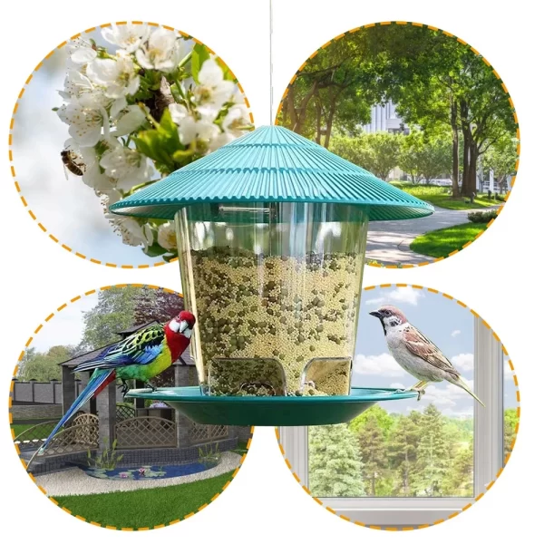 Bird Feeder Automatic Hanging Outdoor Garden Gazebo Wild Bird Feeding Container With Hang Rope House Decor Pet Supplies - Image 16