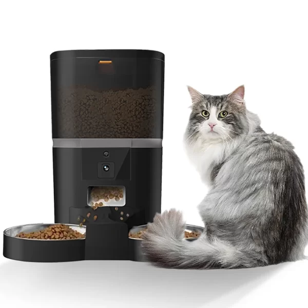 4L Automatic Cat Feeder Smart Pet Feeder For Cats Small Dogs Food Dispenser With Camera Recorder Timing Quantitative Double Bowl - Image 3