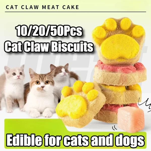 10/20/50Pcs Cat Snacks Cat Biscuit Freeze-Dried Cat Claw Biscuits Dog Snacks Nutrition Fattening Snack Cat Training Reward Snack