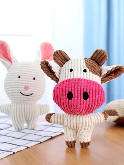 Pet Dog Cat Cute Plush Toys Squeak Pet Cow Rabbit Animal Plush Toy Dog Chew Squeaky Whistling Involved Squirrel Dog Toys