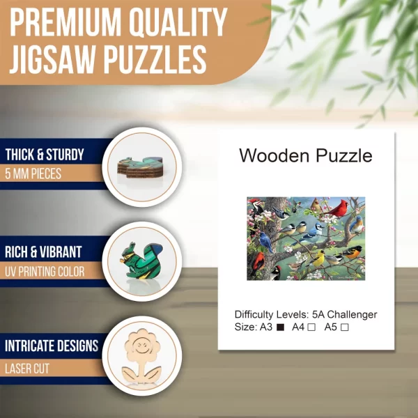 Bird Flock Wooden Jigsaw Puzzle Art, Unique Animal Shaped Pieces, DIY Leisure Game Fun Toy Gift Suitable Family Friends - Image 3