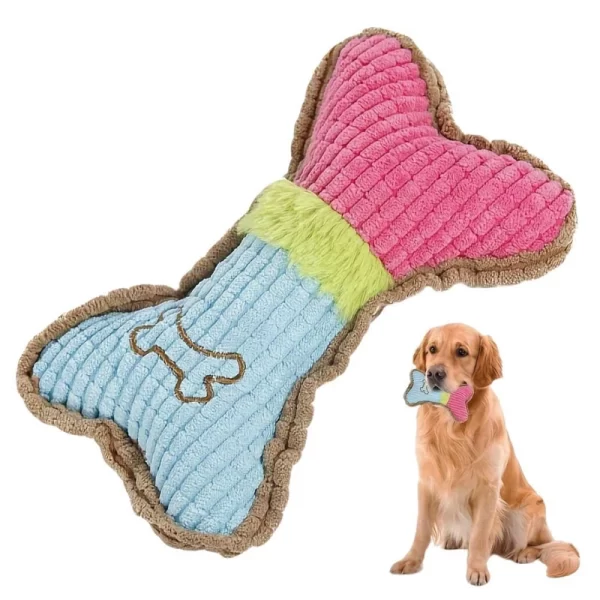 1pc Dog Squeaky Toys, Bones Plush Dogs Chew Toy for Small Medium Breed Puppy Aggressive Chewer Pets Puppy Playing Cleaning Teeth - Image 6