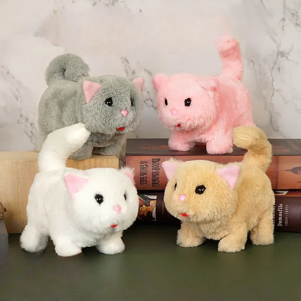 Electronic Pets Plush Cats American Shorthair Interactive Simulation Cat Toys Walking Wagging Tail With Sound Stuffed Animals