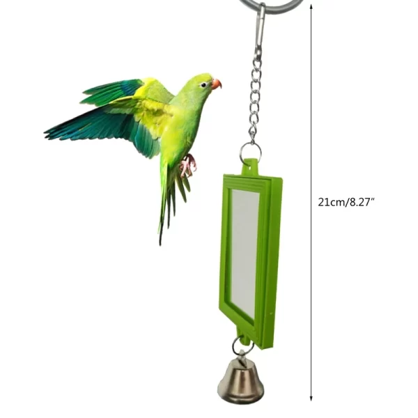 Bird Mirrors with Metal Bells Cockatiel Parakeets Mirror for Cage Bird Toy Swing Cage Accessories for Parrots Conure - Image 6