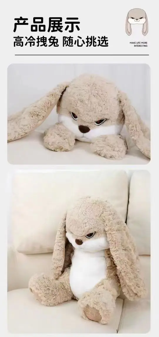 Large Size Angry Rabbit Plush Toy Cute Animal Plushie Doll Kawaii Stuffed Soft Toys Model Room Decor Birthday Gifts - Image 9
