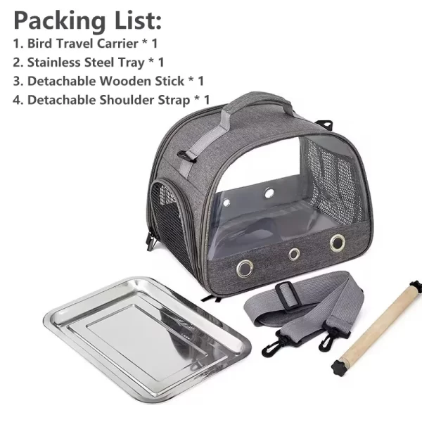 Bird Travel Carrier Portable Transport Bird Cage With Stainless Steel Tray Small Pet Multi-functional Parrot Bird Bag Outdoor - Image 5