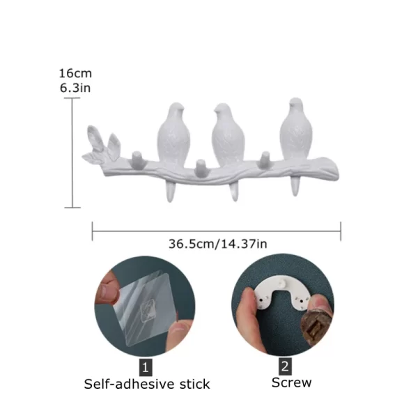 Birds On Tree Branch Decor Wall Mounted Coat Rack with Hooks for Coats Hats Keys Towels Bracket Art Hanger Backdoor Decorative - Image 11