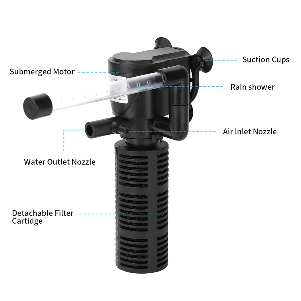 3 in 1 Silent Aeration Water Purifier Internal Pump Submersible Aquarium Filter Oxygen Submersible Water Purifier Accessories - Image 5