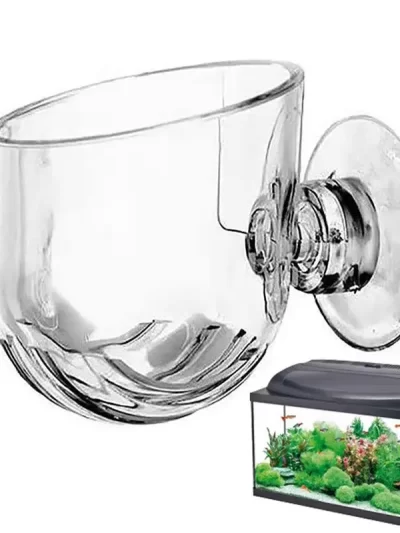 Acrylic Aquatic Plant Cup Aquarium Fish Tank Glass Plant Pot with suction holder Feeding Container Stand for Aquarium Lanscape