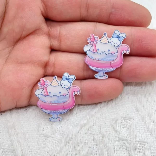 10 PCS New Kawaii Cartoon Animal kitten Rabbits, puppies Series Acrylic Flat DIY Jewelry Children Gift Hairpin Accessories - Image 4