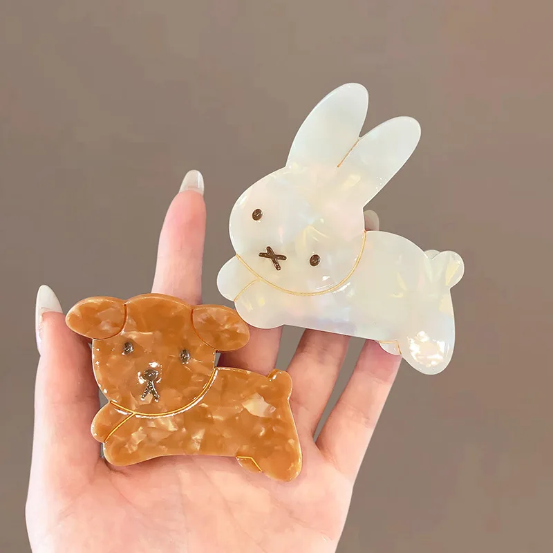 YHJ OTAKU Rabbit Hair Claw Cute Bunny Dog Ins Style Acetate Strong Hair Claw Clips Hair Accessories for Women Girls - Image 4