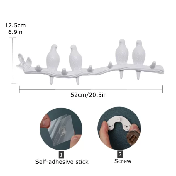 Birds On Tree Branch Decor Wall Mounted Coat Rack with Hooks for Coats Hats Keys Towels Bracket Art Hanger Backdoor Decorative - Image 15
