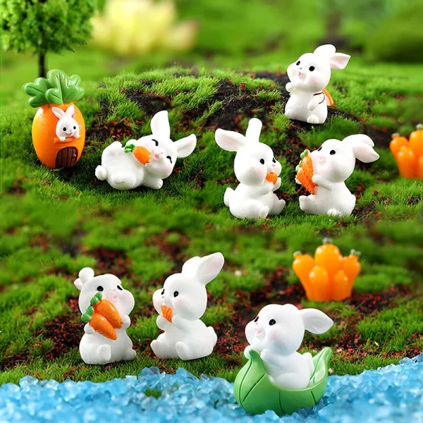 2025 Hot Easter Cute Rabbit Figurine Diy Landscape Home Kawaii Room Decor Miniature Fairy Garden Decoration Accessories Modern - Image 4