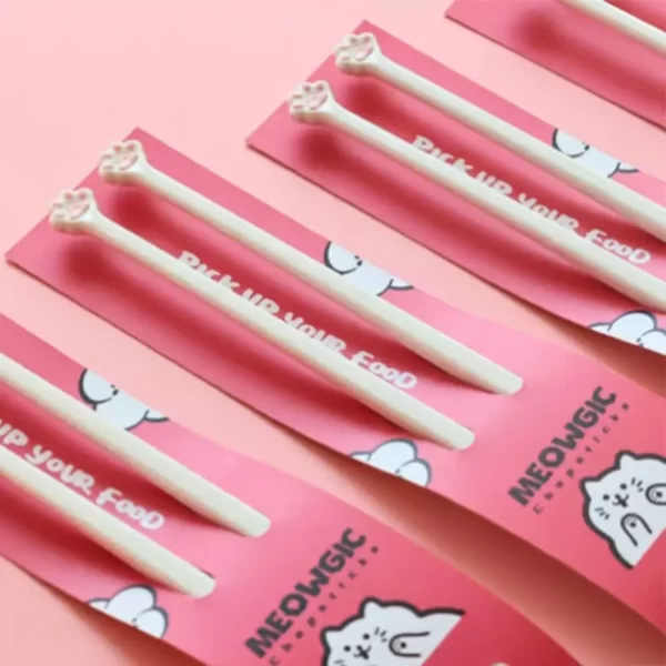 Kitchen Supplies Cute Cat Pink Paw Chopsticks Non-Slip Reusable Cat Paw Chopsticks Durable Cooking Tools Food Clip Gift - Image 2