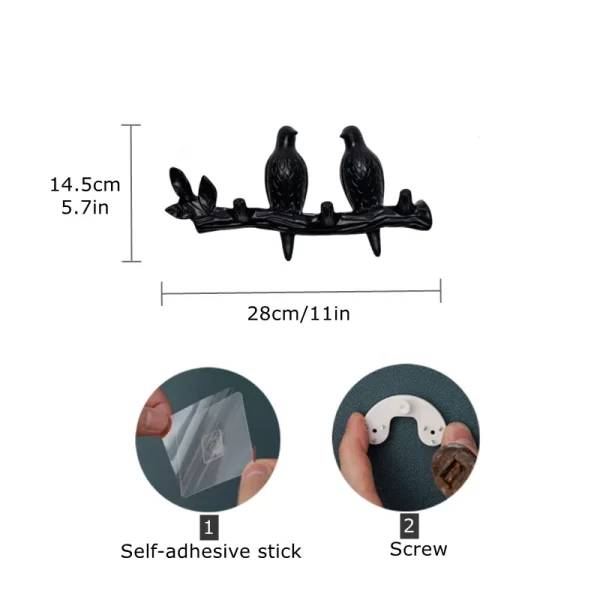 Birds On Tree Branch Decor Wall Mounted Coat Rack with Hooks for Coats Hats Keys Towels Bracket Art Hanger Backdoor Decorative - Image 8