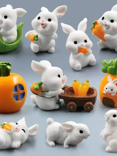 2025 Hot Easter Cute Rabbit Figurine Diy Landscape Home Kawaii Room Decor Miniature Fairy Garden Decoration Accessories Modern