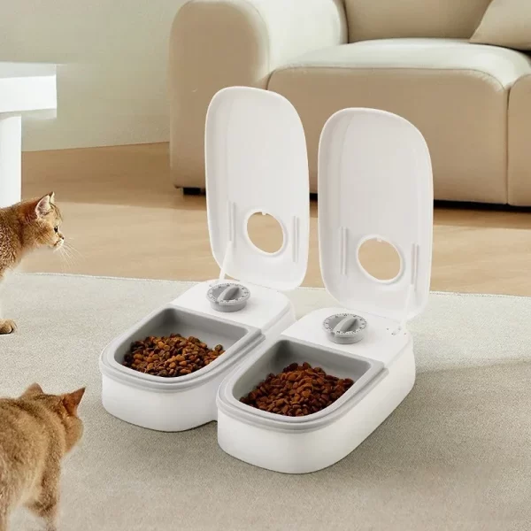 Pet Automatic Timing Feeder 700ML Large Capacity Dry Wet Food Container Electric Dog Double Dish Bowl For Cats Dogs Feeders Bowl - Image 4