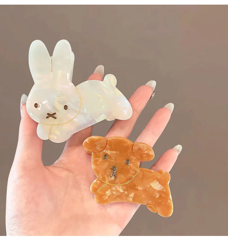 YHJ OTAKU Rabbit Hair Claw Cute Bunny Dog Ins Style Acetate Strong Hair Claw Clips Hair Accessories for Women Girls - Image 10