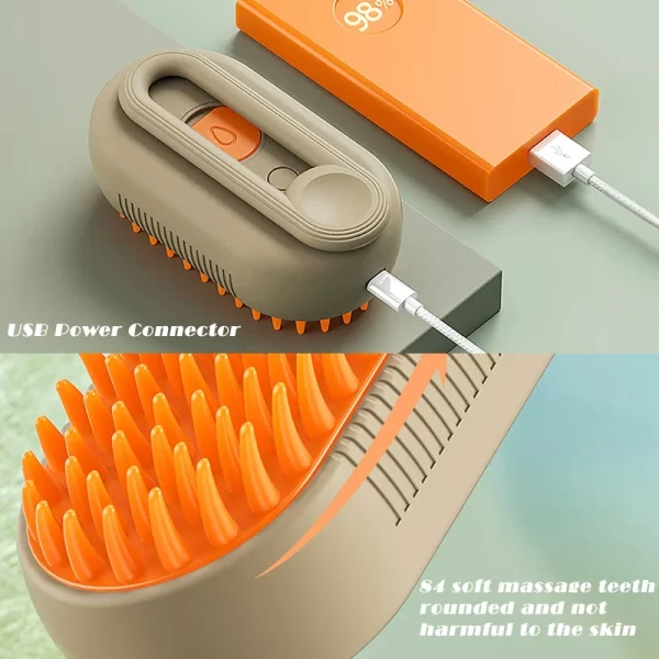 3-in-1 Dog Hair Brush Cat Hair Brush Electric Pet Cleaning Brush Steam Spray Brush Massage Hair Removal Comb Anti Flying Brush - Image 4