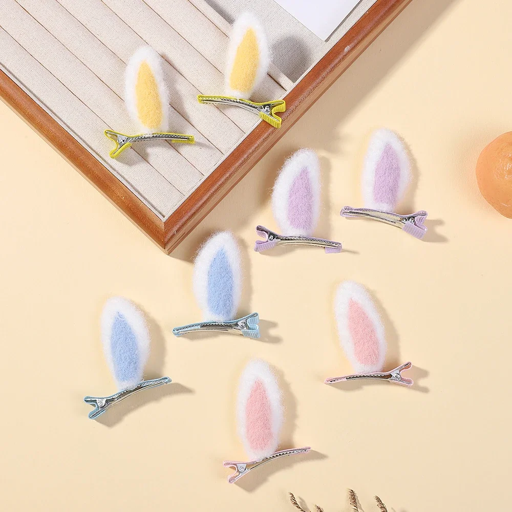 2Pcs/Set New Cute Solid Rabbit Ears Clips for Baby Girls Handmade Kawaii Barrettes Headwear Kids Hair Accessories - Image 18