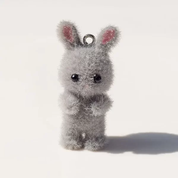 30pcs 3D Cartoon Rabbits Charms Flocking Animal Pendants For Making Bracelet Necklace Keychain Handmade Accessories Supplies - Image 11