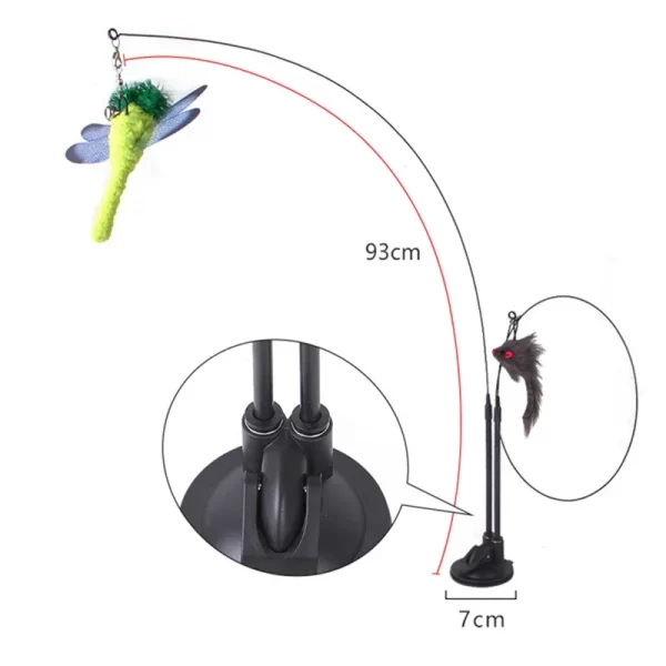 Cat Toys Simulation Bird interactive Sucker Feather Bird with Bell Cat Stick Toy for Kitten Playing Teaser Wand Toy Cat Supplies - Image 5
