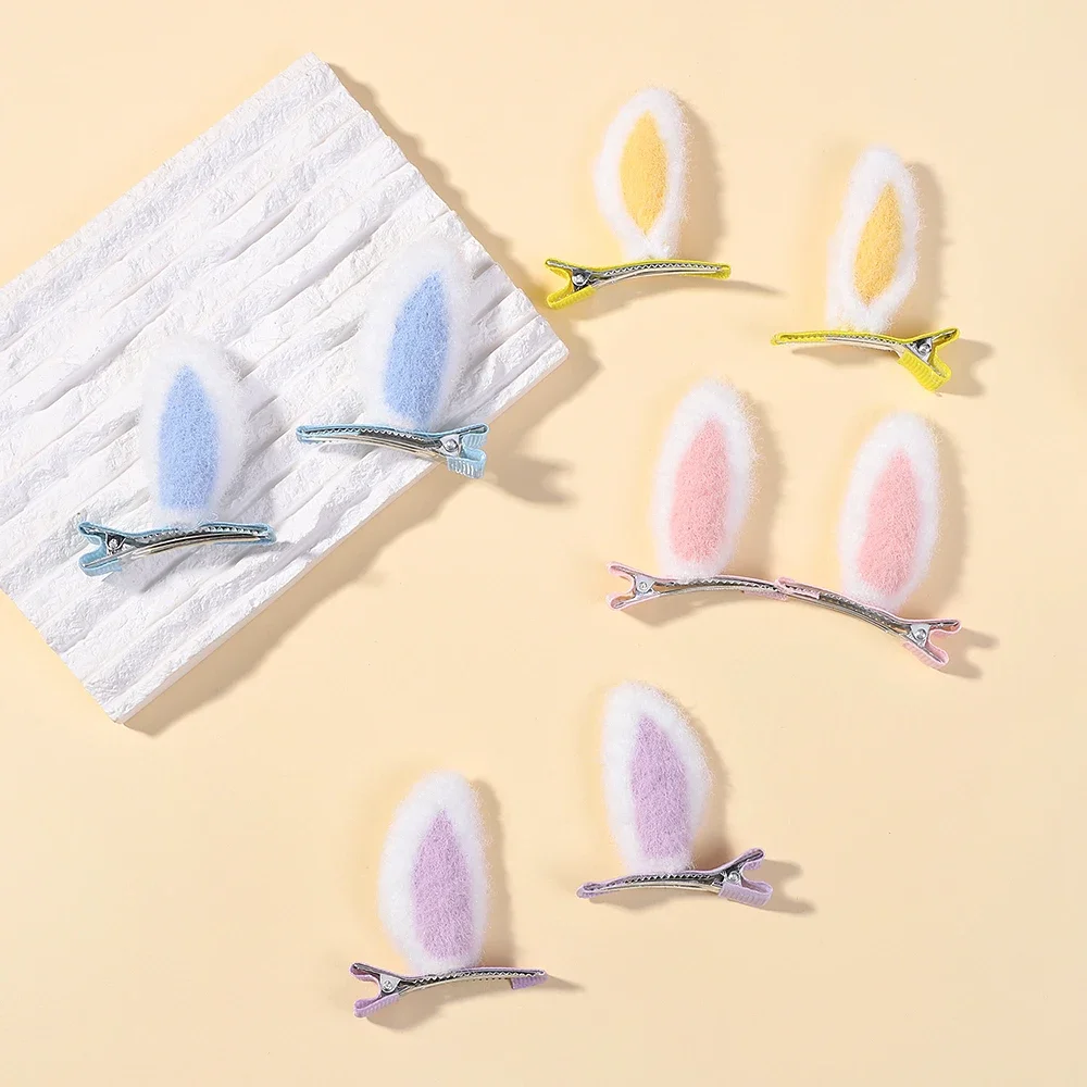 2Pcs/Set New Cute Solid Rabbit Ears Clips for Baby Girls Handmade Kawaii Barrettes Headwear Kids Hair Accessories - Image 14