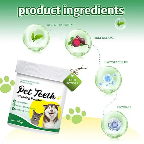 Food grade canine tooth cleaning powder, advanced care 100g formula, small and medium-sized canine tooth powder - Image 3
