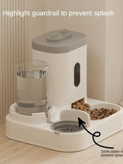 New automatic feeder cat and dog food bowl with water dispenser pet large-capacity anti-overturning cat water dispenser