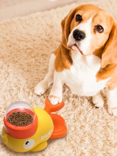 Pet Dog Yellow Duck Automatic Feeding Machine Cat Feeding Supplies Foodd Interactive Cat Leakage Toys Human Pet Interactive Toys