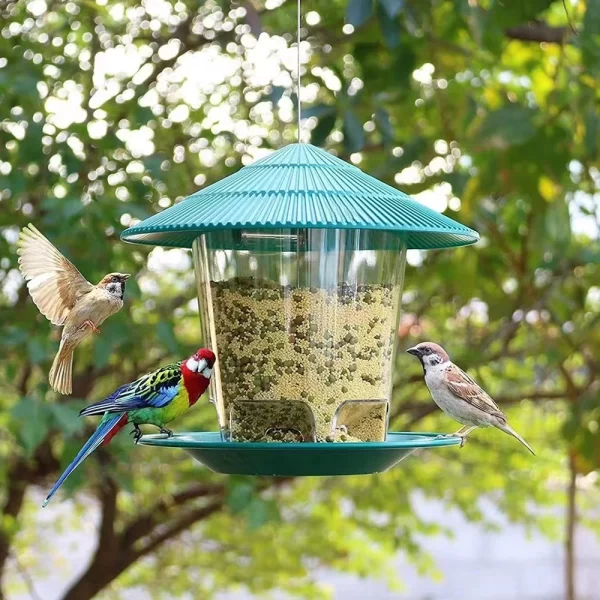 Bird Feeder Automatic Hanging Outdoor Garden Gazebo Wild Bird Feeding Container With Hang Rope House Decor Pet Supplies - Image 13