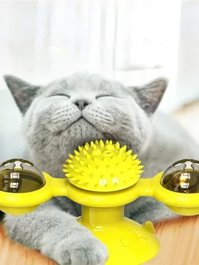 Rotating Cat Toy Windmill Pet Toys for Cats Puzzle Cat Game Toy with Whirligig Turntable for Kitten Brush Teeth Pet Supplies
