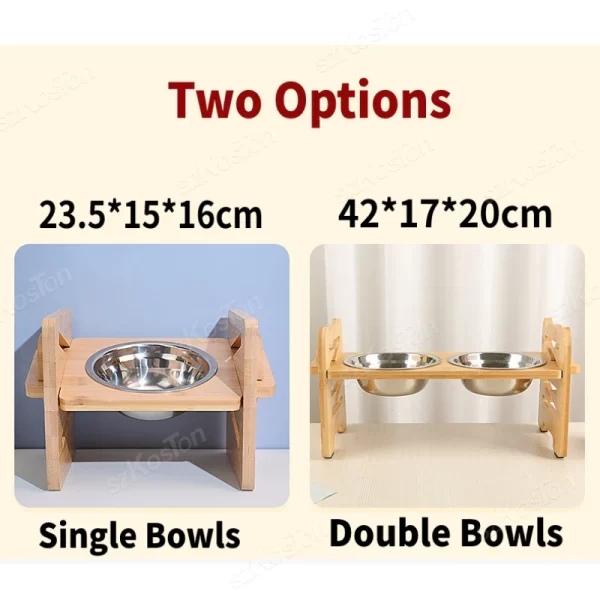 Bamboo Elevated Dog Bowls with Stand Adjustable Raised Puppy Cat Food Water Bowls Holder Feeder for Small Medium Pets - Image 6