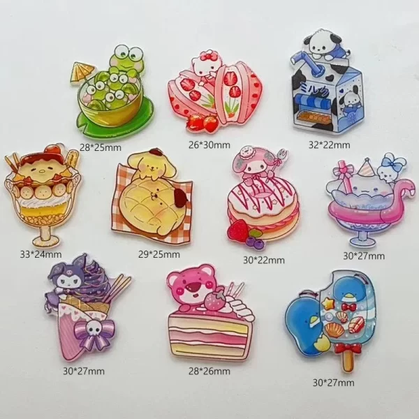 10 PCS New Kawaii Cartoon Animal kitten Rabbits, puppies Series Acrylic Flat DIY Jewelry Children Gift Hairpin Accessories - Image 6