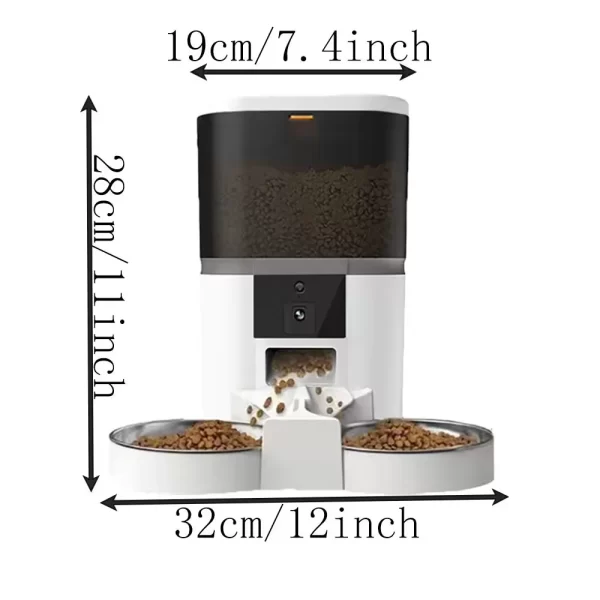 4L Automatic Cat Feeder Smart Pet Feeder For Cats Small Dogs Food Dispenser With Camera Recorder Timing Quantitative Double Bowl - Image 9