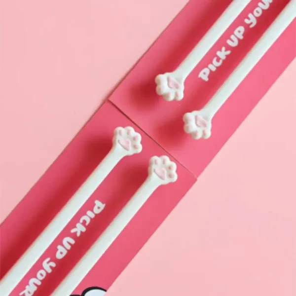 Kitchen Supplies Cute Cat Pink Paw Chopsticks Non-Slip Reusable Cat Paw Chopsticks Durable Cooking Tools Food Clip Gift - Image 4