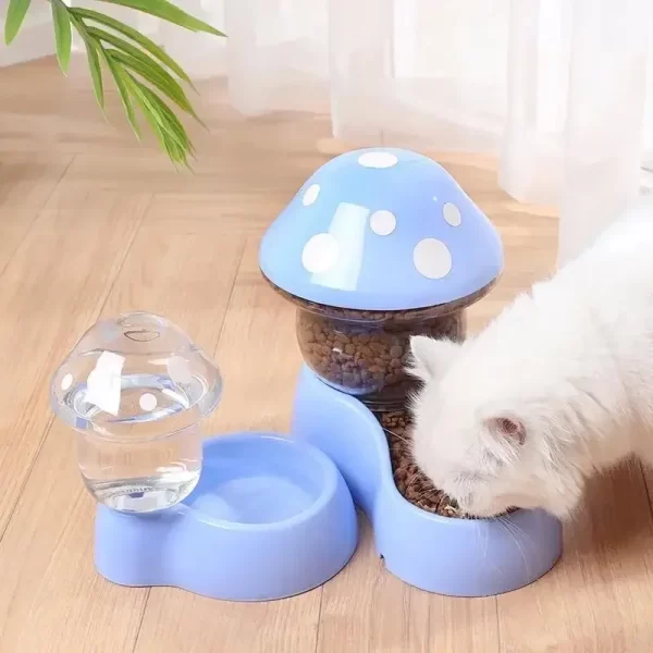 Cat Pet Automatic Feeder Water Dispenser Cute Mushroom Large Capacity Food Container Anti Spill Pet Bowl Water Storage supplies - Image 2