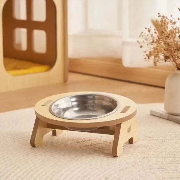 Elevated Pet Bowls Wooden Dog Waters Feed Container Tilted Single/Double Cat Utility Food Bowls Wooden Water Feeding Containers - Image 15