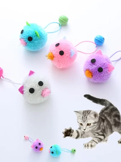 Cat Interactive Plush Toy Cute Mouse Grinding Teeth Cat Self Hi Toys Kitten Plush Chewing Toy With Bell Pet Accessories