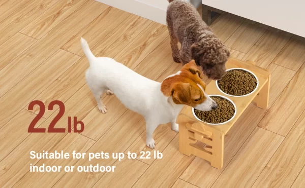 Bamboo Elevated Dog Bowls with Stand Adjustable Raised Puppy Cat Food Water Bowls Holder Feeder for Small Medium Pets - Image 13