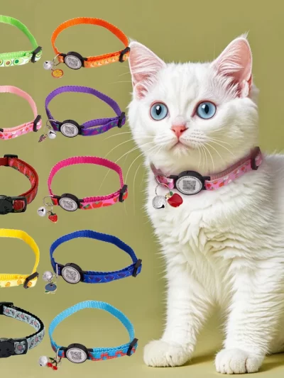 Pet Collar With Bell Cartoon Colorful Dog Puppy Cat Accessories Kitten Collar Adjustable Safety Necklace Pet