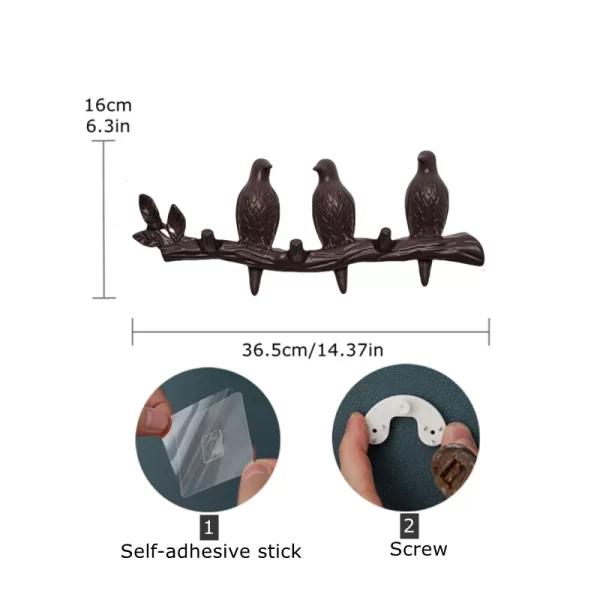 Birds On Tree Branch Decor Wall Mounted Coat Rack with Hooks for Coats Hats Keys Towels Bracket Art Hanger Backdoor Decorative - Image 14