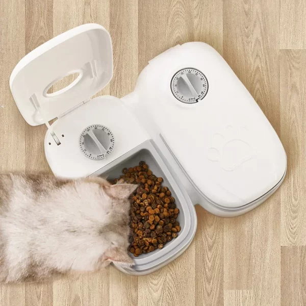 Pet Automatic Timing Feeder 700ML Large Capacity Dry Wet Food Container Electric Dog Double Dish Bowl For Cats Dogs Feeders Bowl - Image 2