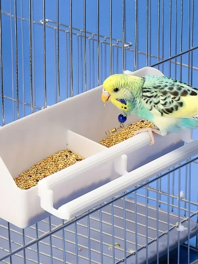 1 pc - Double grid stand bird feeding trough parrot feeder