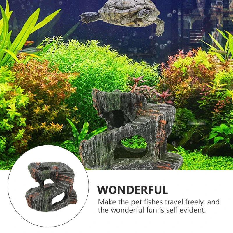Turtle Terrace Tortoise Basking Platform Tortoise Climbing Platform Fish Hiding Cave Aquarium Supplies Reptile - Image 9