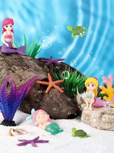 Aquarium Decoration DIY Cake Decor Miniature Figurines Beautiful Mermaid Figurine Fish Tank Ornaments Desk Craft Accessories