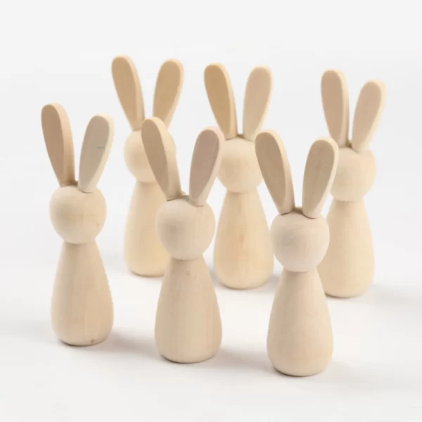 1pc Natural Wood Easter Day DIY Rabbit Animal DIY Handmade Craft Painting Materials Ornaments  Graffiti Accessories 8.8cm x 3cm - Image 4