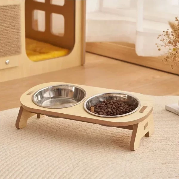 Elevated Pet Bowls Wooden Dog Waters Feed Container Tilted Single/Double Cat Utility Food Bowls Wooden Water Feeding Containers - Image 8