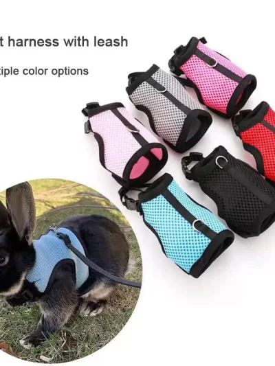 Rabbit Harness and Leash Set Bunny Pet Accessories Vest Harnesses Rabbit Leashes for Outdoor Walking Pets Supplies