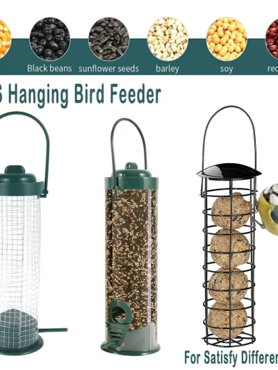 3PCS Wild Bird Feeder House Transparent Hanging Bird FeederGarden Patio Yard Feeding Station Pet Bird Supplies  Seed  Dispenser